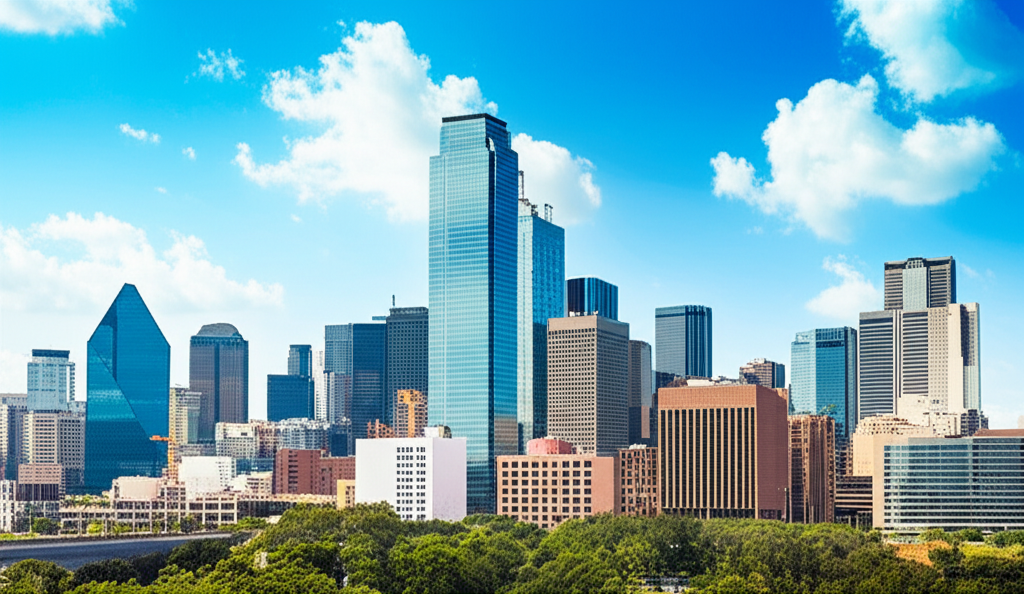Dallas skyline at sunset